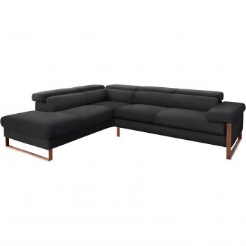 W.SCHILLIG Ecksofa finn, stilvoll und bequem, Nussbaumgestell