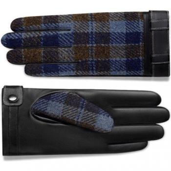 Thick Warm Men's Tweed Leather Mittens