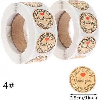 Rollos de Etiquetas de Gratitud: Pegatinas Hechas a Mano (500 Uds.)