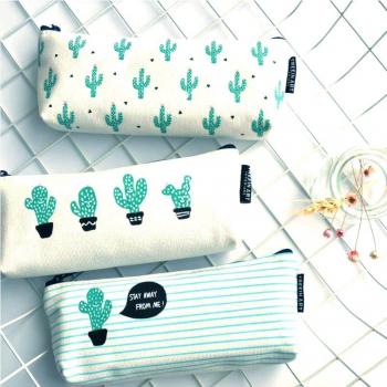 Canvas Cactus Pencil Bag