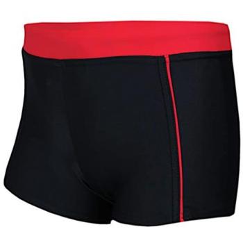 Aquarti Kinder Badeshorts in Schwarz/Rot mit Paspel