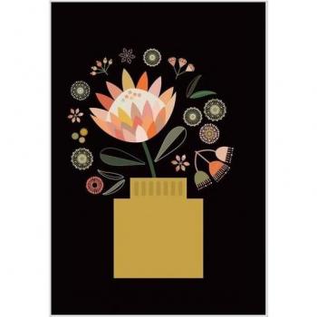 Jarrón de Vaso con Motivo Protea 40cm, Negro