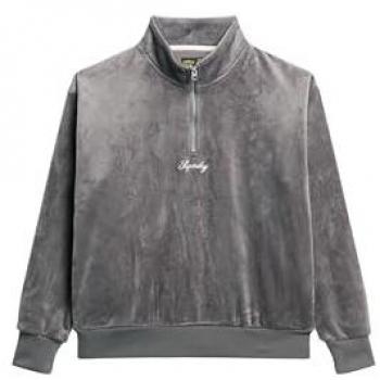 Sudadera casual de terciopelo gris para mujer