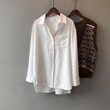 Blouse solide à manches longues pour femme