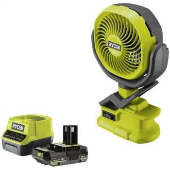 Pack Ryobi Ventilateur à pince 18 V One+ RCF18‑0 : Batterie 2.0 Ah + Chargeur Rapide