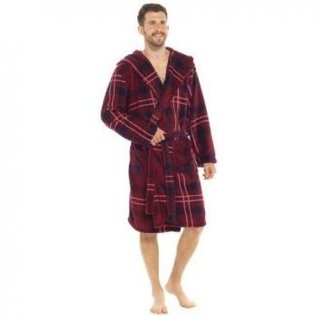 Parure chaude à carreaux corail Foxbury, robe à capuchon pour homme