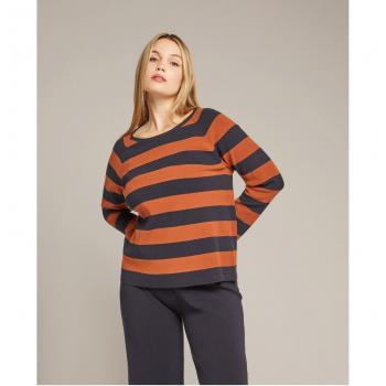 Jersey boxy de rayas para mujer en punto compacto