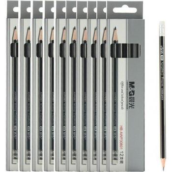 Crayons en Bois M&G HB Hexagonaux avec Gomme