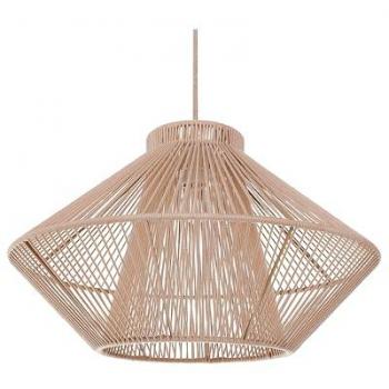 Beliani Japanese-Style Rope Pendant Lamp – Beige Palmetto Light Cage