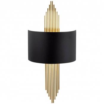 Aplique de pared Opviq 616-A, diseño negro con varillas doradas