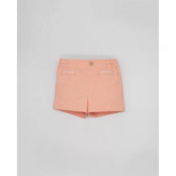 Bermuda de bebé niño en sarga mandarina con forro de rayas