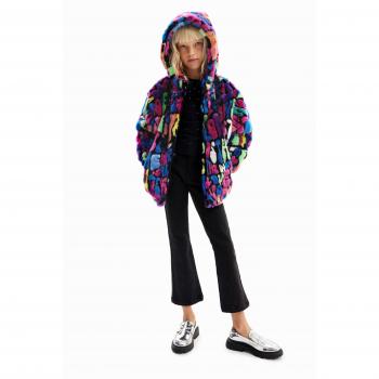 Giacca multicolore in ecopelliccia per bambina
