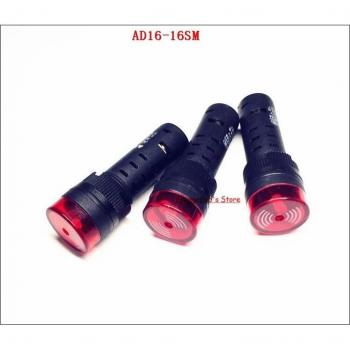 AD16-16SM 16mm Siren Buzzer with Red LED Indicator (12V, 24V, 110V, 220V)