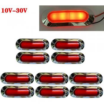 Fuleem 10PCS Red Waterproof LED Clearance Lights for Trailers