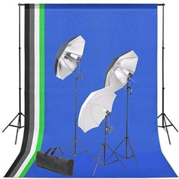 VidaXL Kit de studio photo avec toile de fond et éclairage