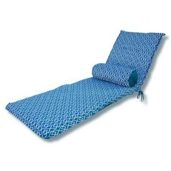 Coussin Ensemble Chaise Longue et Traversin 195x60x5 cm / 45x18 cm – Palette Turquoise & Géométrie