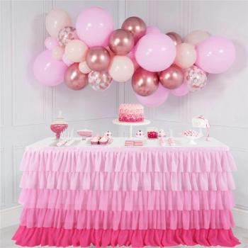 Rosa Chiffon Wellen-Tischverkleidung für Partys