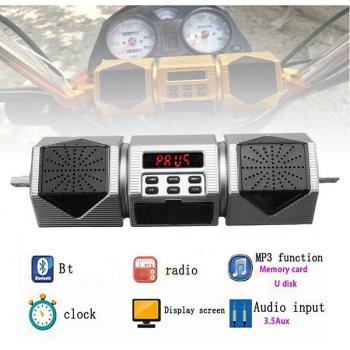 Haut-parleur stéréo pour moto avec Bluetooth, radio FM et écran LED