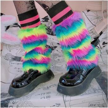 Chaussettes de couchette en faux-pelage blanc – Jambières JK mignon