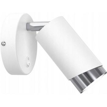 Spot da parete orientabile in cromato bianco con pulsante Ewilight Bevel