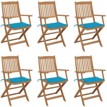 Sedie da Giardino Pieghevoli 6 pz con Cuscini Massello Acacia cod mxl 8467