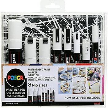 UNIBALL POSCA 8-Piece White Paint Marker Set