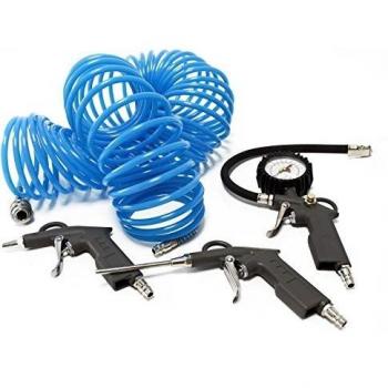 Kit pneumatici per compressore con pistola gonfiaggio soffiaggio manometro e tubo elastico