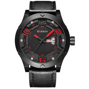 Reloj de Hombre Curren con Correa de Cuero Genuino y Cuarzo Black8251