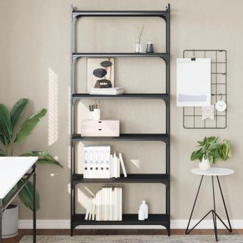 6-Tier Black Bookcase 80x30x188 cm Engineered Wood vidaXL