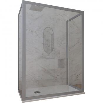 Douche Forte 3 côtés 90x160 coulissante Gris argent Deco Trio