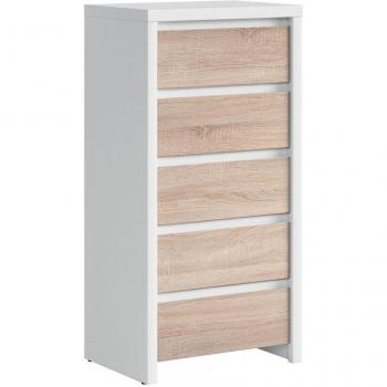 Petits‑meubles Cassettiera Soren 5 cassetti, bianco-legno