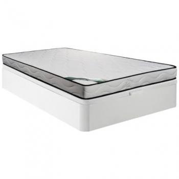 Série Sommeil Durable 140x190 cm – Sommier coffre blanc + matelas mousse + coussin bambou ép.15 cm