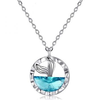 Collar de mujer con colgante de circón azul
