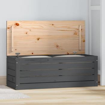 Solid Pine Storage Box 89x36.5x33 cm Grey