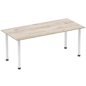 Impulse 1800mm Grey Oak Top Table with White Legs