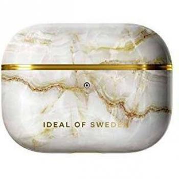 Coque AirPods IDEAL OF SWEDEN, Étui de protection AirPods Pro, Compatible AirPods Pro, Chargeur Qi, Voyant de charge LED (Golden Pearl Marble)