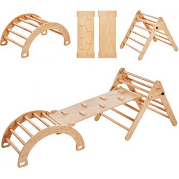 Montessori Tri‑Echelle en Bois – Aire intérieure 5‑en‑1, triangle, rampe, arc pour tout‑petits