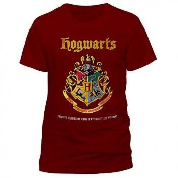 T-Shirt Rouge 100 % Coton Officiel Harry Potter Poudlard Prospérité Warner Bros