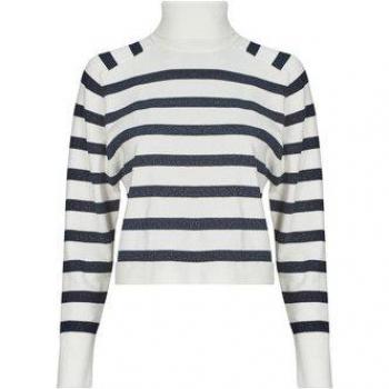 Morgan Pull Col-Roulé à Rayures Ivoire Femme L