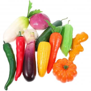 12 Piezas de Frutas y Verduras Artificiales para Props Fotográficos y Decoración, Colorido, 18x5x5cm