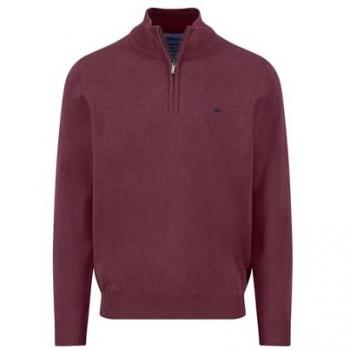 Baumwoll-Troyer Herrenpullover XXXL deep merlot – FYNCH‑HATTON Logo‑Design