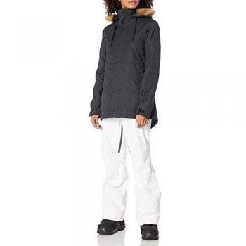 Volcom Damen Outdoor-Jacke Fawn mit Isolierung und Kapuze – Schwarz – X‑Small