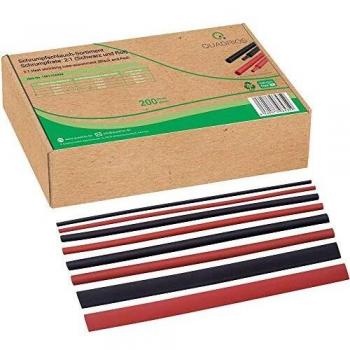 Quadrios Assortiment de Gaines Thermorétractables 200 pièces Noir/Rouge