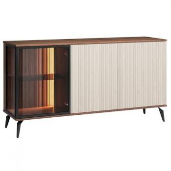 Vitrina Lima AF101 con puertas y LED, 154 x 80 x 39 cm, color cachemira y nuez