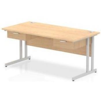 Impulse 1600 x 800mm Maple Top Straight Office Desk with Silver Cantilever Legs