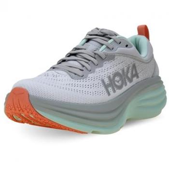 HOKA Bondi 8 Women's Running Shoes in Stardust/Aqua Breeze Size 4