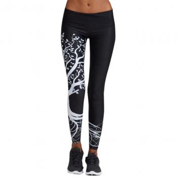 Mujer Pantalones Largos SMARTLADY Leggings de Ejercicio con Patrón de árbol