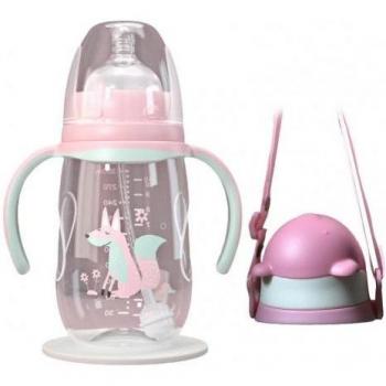 Drop-proof Baby Feeding Bottle with Double Handle, 240ml/300ml