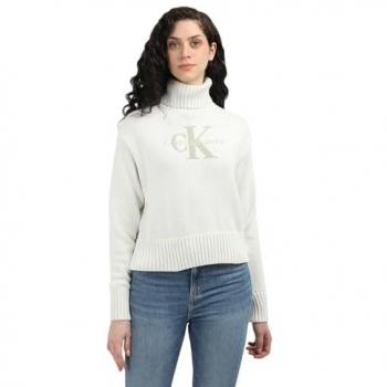 Calvin Klein Women's Ivory Chenille Turtleneck Sweater Size M