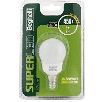 Lampadina LED Beghelli Superled Sfera E14 5W Luce Calda 3000°K